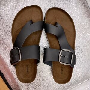 Sonoma women’s leather buckle slide sandals